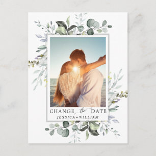 Postal Cambia la Fecha Elegante Eucalipto FOTO Boda