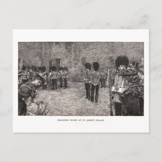 Postal Cambiando de guardia en el Palacio de Santiago (Anverso)