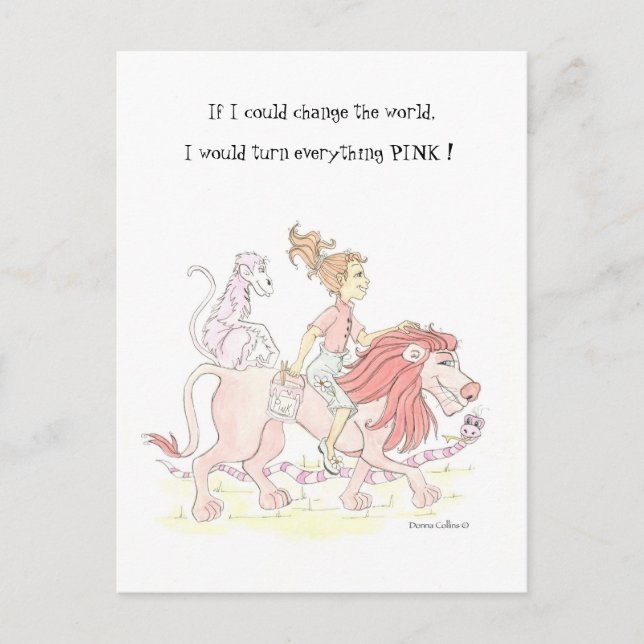 Postal Cambiar el mundo rosado (Anverso)