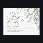 Postal Cambiar la acuarela del guión de fecha Eucalyptus<br><div class="desc">Actualice a sus huéspedes con los detalles de su evento reprogramado o pospuesto con esta minimalista y moderna postal que incluye un moderno guión de caligrafía y eucalipto acuarela. Por favor,  dese por mi tienda para ver más como esto.</div>