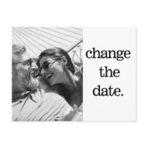 Cambiar la fecha Boda simple foto blanca negra