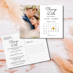 Postal Cambiar la fecha Calendario Corazón Amor Foto Dora