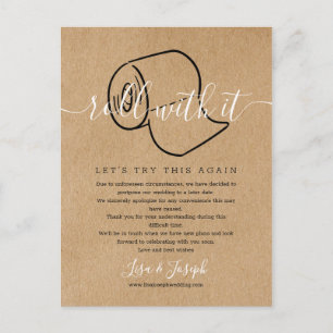 Postal Cambiar la fecha pospuesta cancelada foto rústica