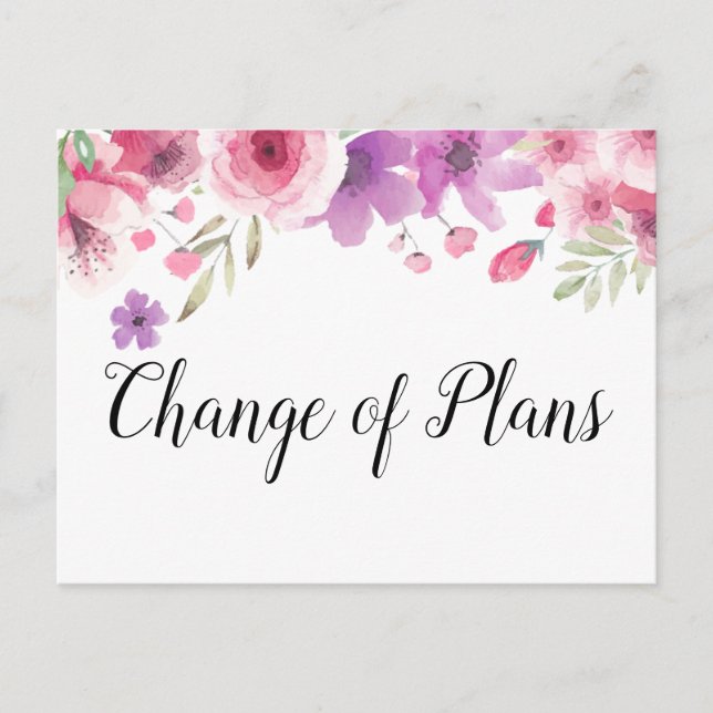 Postal Cambiar la Fecha Pospuesta Evento Cancelado Floral (Anverso)