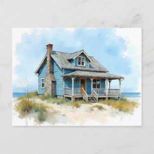 Postal Cambio de dirección Cabaña de playa estilo acuarel