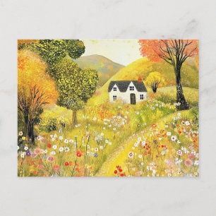 Postal Cambio de Dirección Cabaña y Flores