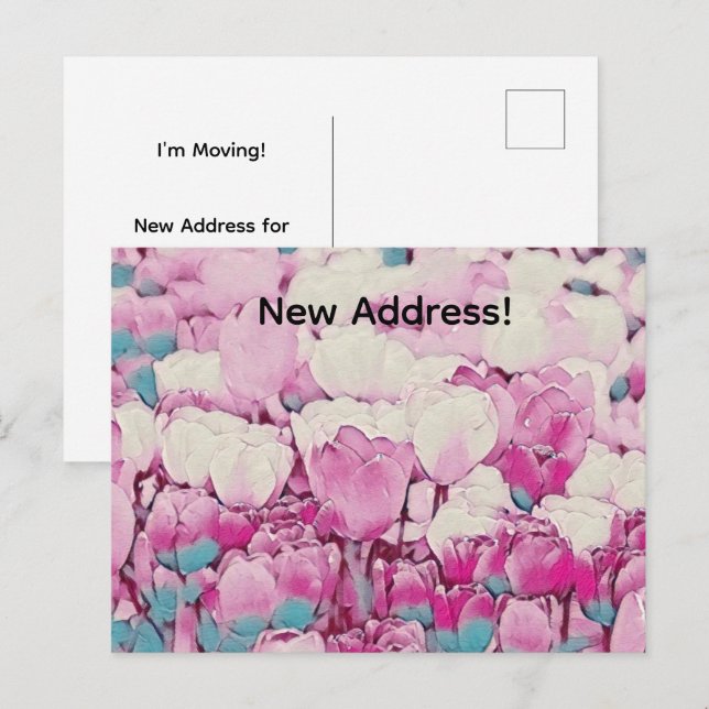 Postal Cambio de dirección de Tulipán Rubor (Anverso / Reverso)