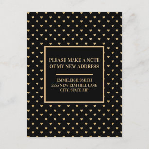Postal Cambio de dirección Elegantes Corazones Negros Dor