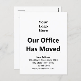 Postal Cambio de dirección en el negocio en blanco y negr
