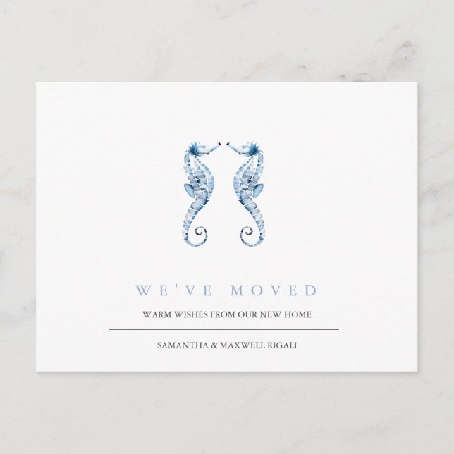 Postal Cambio de dirección en la playa Caballos de Mar Az (Anverso)