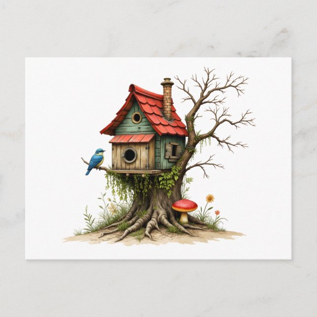 Postal Cambio de Dirección Encantadora Casa de Pájaros (Anverso)