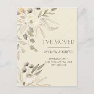 Postal Cambio de dirección floral acuarela crema marrón