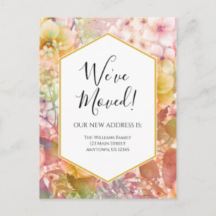 Postal Cambio De Dirección Flores De Acuarela Postcard