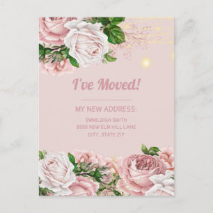 Postal Cambio de dirección Luz de cadena floral vintage r