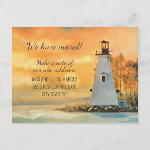 Postal Cambio de dirección Pintura del faro Costa Atardec