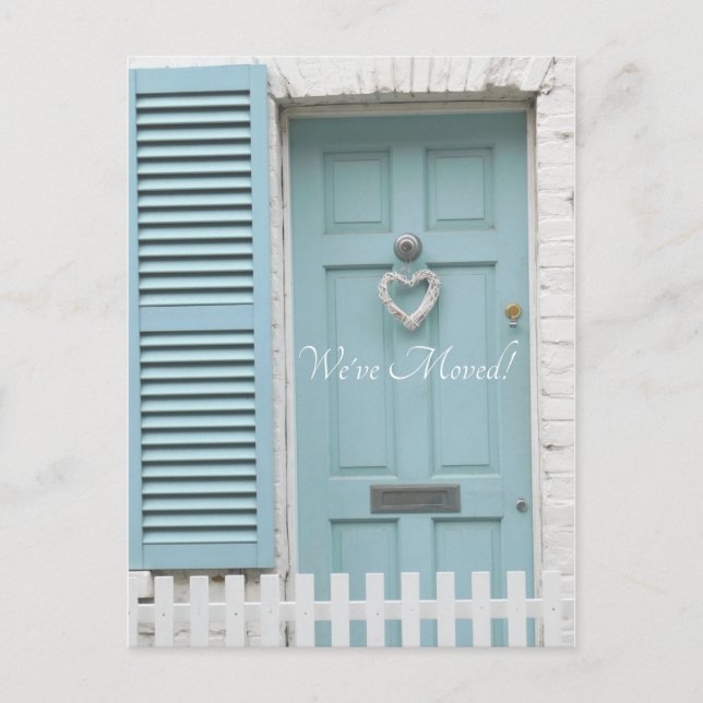 Postal Cambio de dirección - 'Puerta delantera con corazó (Anverso)