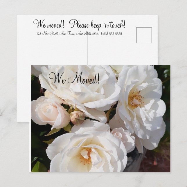 Postal Cambio de Dirección Rosa Romántica (Anverso / Reverso)