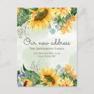 Postal Cambio de dirección Sunflowers Greenery Country