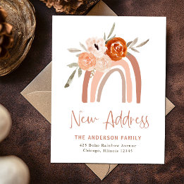 Postal Cambio de dirección | Terracotta Boho Rainbow Flor