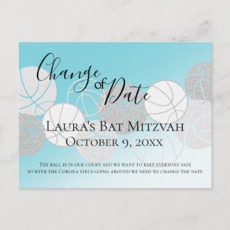Postal Cambio de fecha Bat de Baloncesto Mitzvah