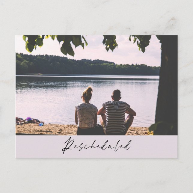 Postal Cambio de fecha Boda de la vista de lago reprogram (Anverso)