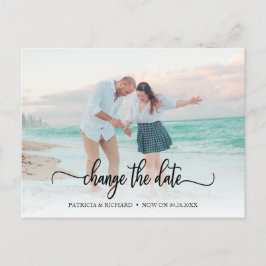 Postal Cambio de Fecha de Boda Pospuesta Letra Chic