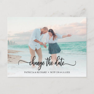 Postal Cambio de Fecha de Boda Pospuesta Letra Chic