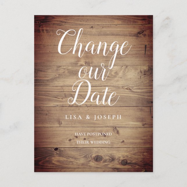 Postal Cambio de Fecha de Escritura Postergada Madera Rús (Anverso)