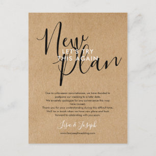 Postal Cambio de Fecha Pospuesta Cancelada Foto Rústica