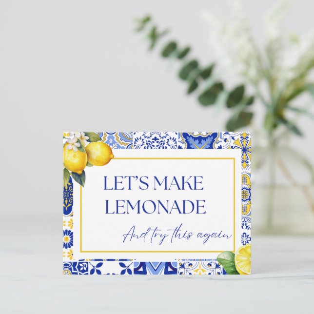 Postal Cambio de Fecha Pospuesto Evento Limón Cancelado (Anverso de pie)