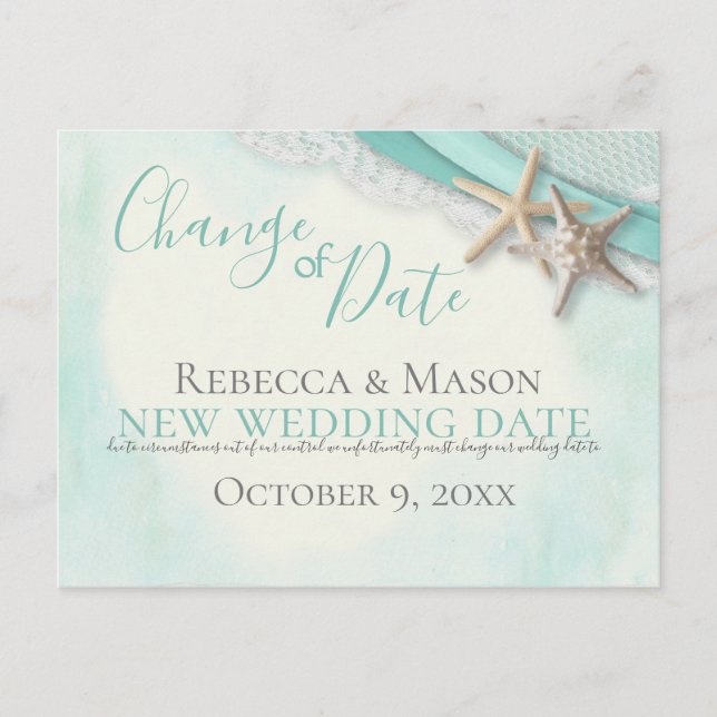 Postal Cambio de fecha Starfish y cinta de opciones (Anverso)