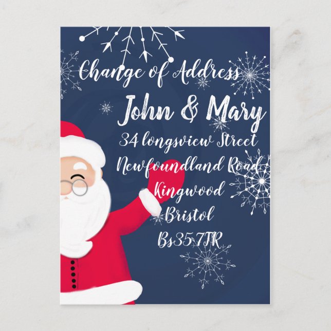 Postal Cambio de navidades del pegatina de direcciones (Anverso)