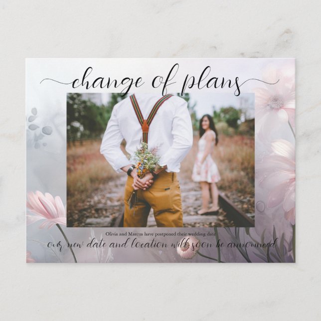 Postal Cambio de planes 2 Daisies rosadas (Anverso)