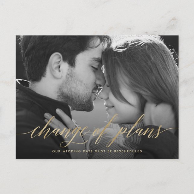 Postal Cambio de planes | Aplazamiento del Boda fotográfi (Anverso)