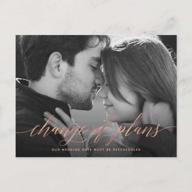 Postal Cambio de planes | Aplazamiento del Boda fotográfi (Anverso)