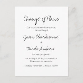 Postal Cambio de planes Aplazar evento de Boda