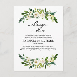 Postal Cambio De Planes Boda De Vegetación Aplazamiento