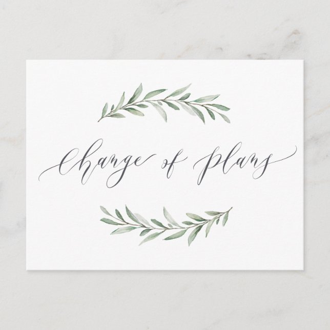 Postal Cambio de planes boda de vegetación postergación (Anverso)