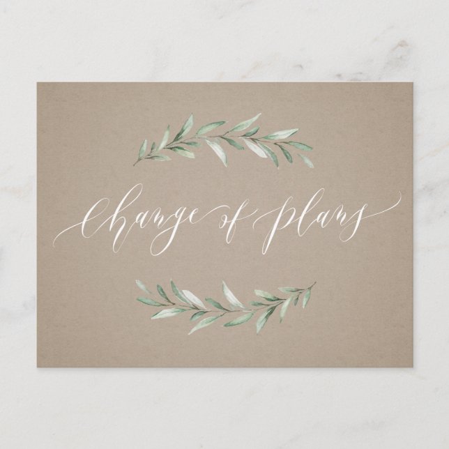 Postal Cambio de planes boda de vegetación postergación (Anverso)