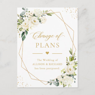 Postal Cambio de planes elegante rosa floral geométrica d