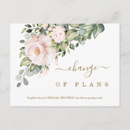 Postal Cambio de planes Flores Rosadas Ducha Bridal