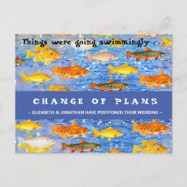 Postal Cambio de planes Natación Escuela de Pescado Postc