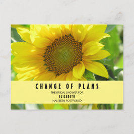 Postal Cambio de planes para la ducha nupcial Girasol
