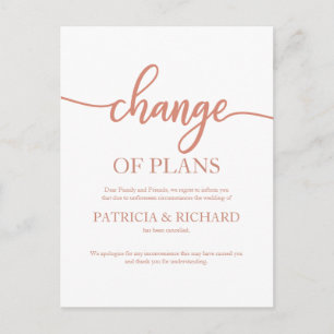 Postal Cambio De Planes Pospuestos Boda Rosa Oro