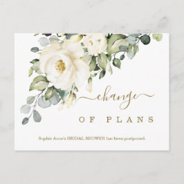 Postal Cambio floral de planes de ducha de novia pospuest
