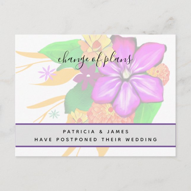 Postal Cambio floral elegante, mágico y audaz de planes (Anverso)