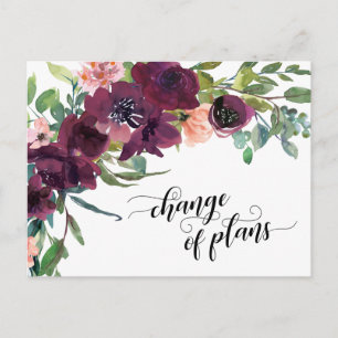 Postal Cambio floral pintado de planes posponed Boda