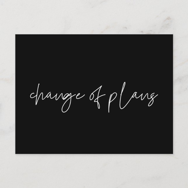 Postal Cambio minimalista de planes boda postergación (Anverso)