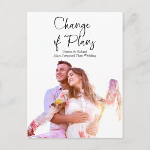 Postal Cambio Simple Moderno De Planes Boda Aplazada