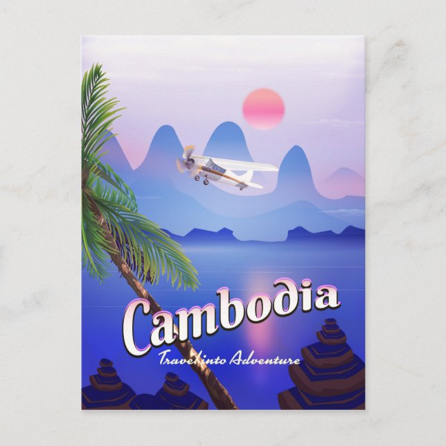 Postal Camboya: 'Viaja a la aventura' (Anverso)